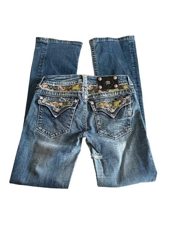 Miss Me Women's 28 Signature Boot Sequins and Bling Blue Jeans - Picture 4 of 12